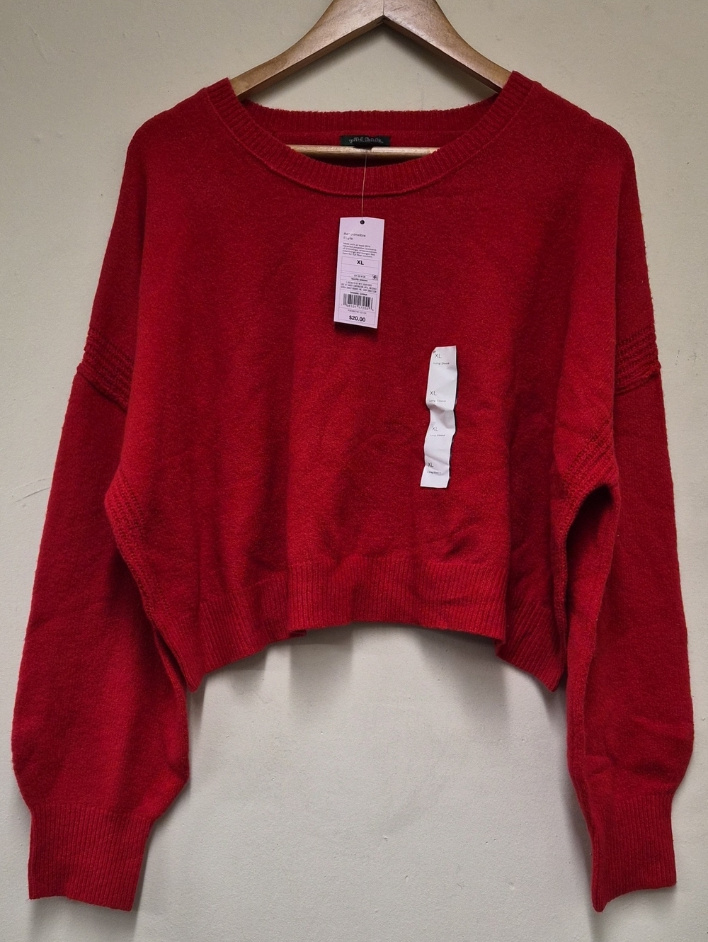 wild fable Red Cropped Crewneck Sweater Size XL